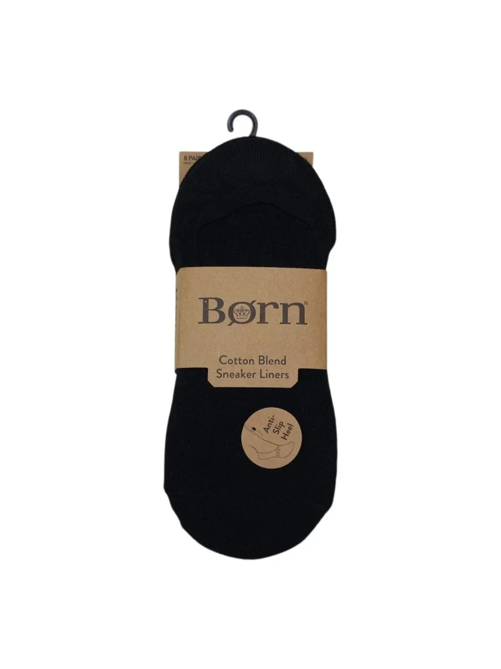 Born Cotton Blend Sneaker Liners Socks Womens Shoe Size 4-10 Anti-Slip Heel Grip